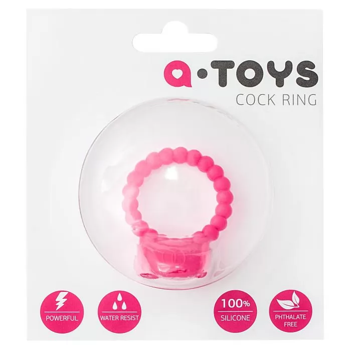РОЗОВОЕ ВИБРОКОЛЬЦО НА ПЕНИС A-TOYS ИЗ СИЛИКОНА. Вид 3.