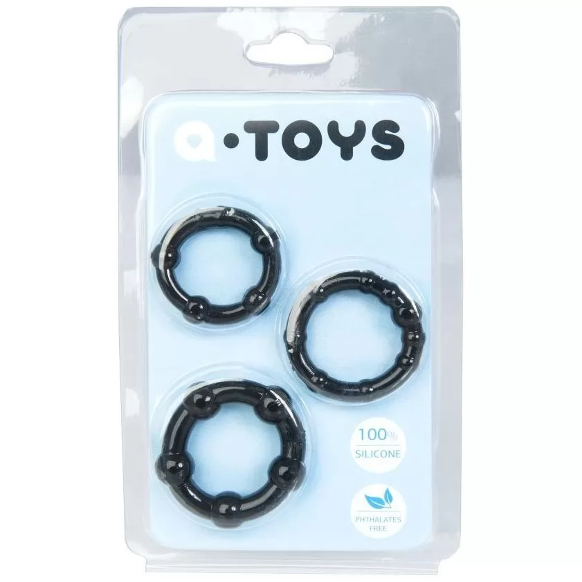 НАБОР ИЗ 3-Х ЧЁРНЫХ ЭРЕКЦИОННЫХ КОЛЕЦ A-TOYS. Вид 1.