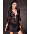 ПЕНЬЮАР С РУКАВАМИ 3/4 CAMELIE (XL, ЧЕРНЫЙ). Вид 1.