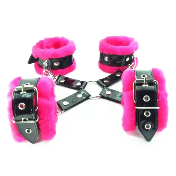 НАБОР ФИКСАТОРОВ КРАБ С РОЗОВЫМ МЕХОМ BDSM LIGHT. Вид 2.