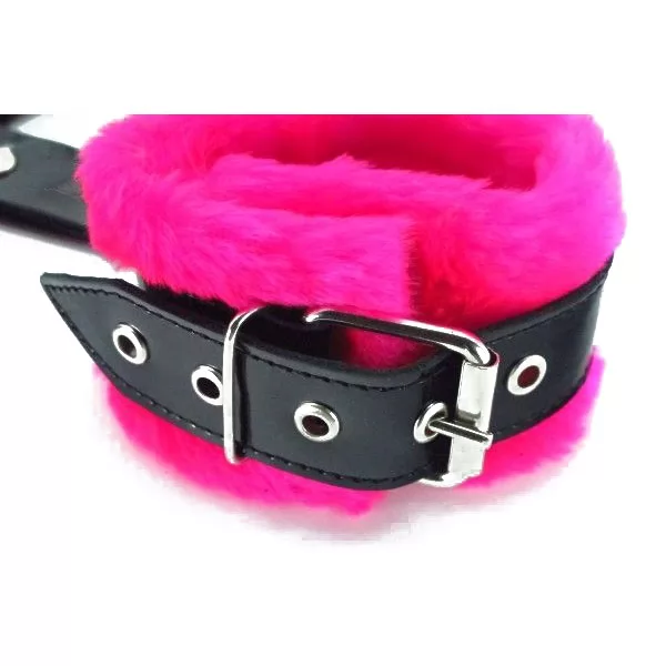 НАБОР ФИКСАТОРОВ КРАБ С РОЗОВЫМ МЕХОМ BDSM LIGHT. Вид 3.