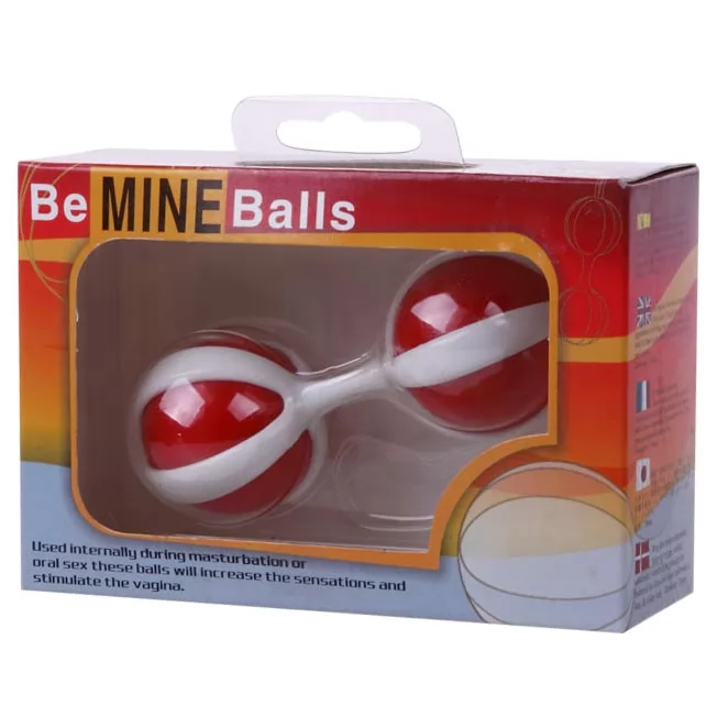 КРАСНО-БЕЛЫЕ ВАГИНАЛЬНЫЕ ШАРИКИ BE MINI BALLS. Вид 4.