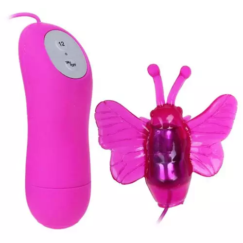 Розовый вибростимулятор с насадкой в виде бабочки — в подарок!