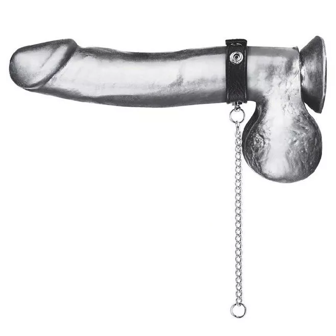 УТЯЖКА НА ПЕНИС С ПОВОДКОМ SNAP COCK RING WITH 12  LEASH. Вид 2.