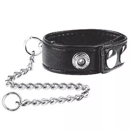 УТЯЖКА НА ПЕНИС С ПОВОДКОМ SNAP COCK RING WITH 12  LEASH. Вид 1.
