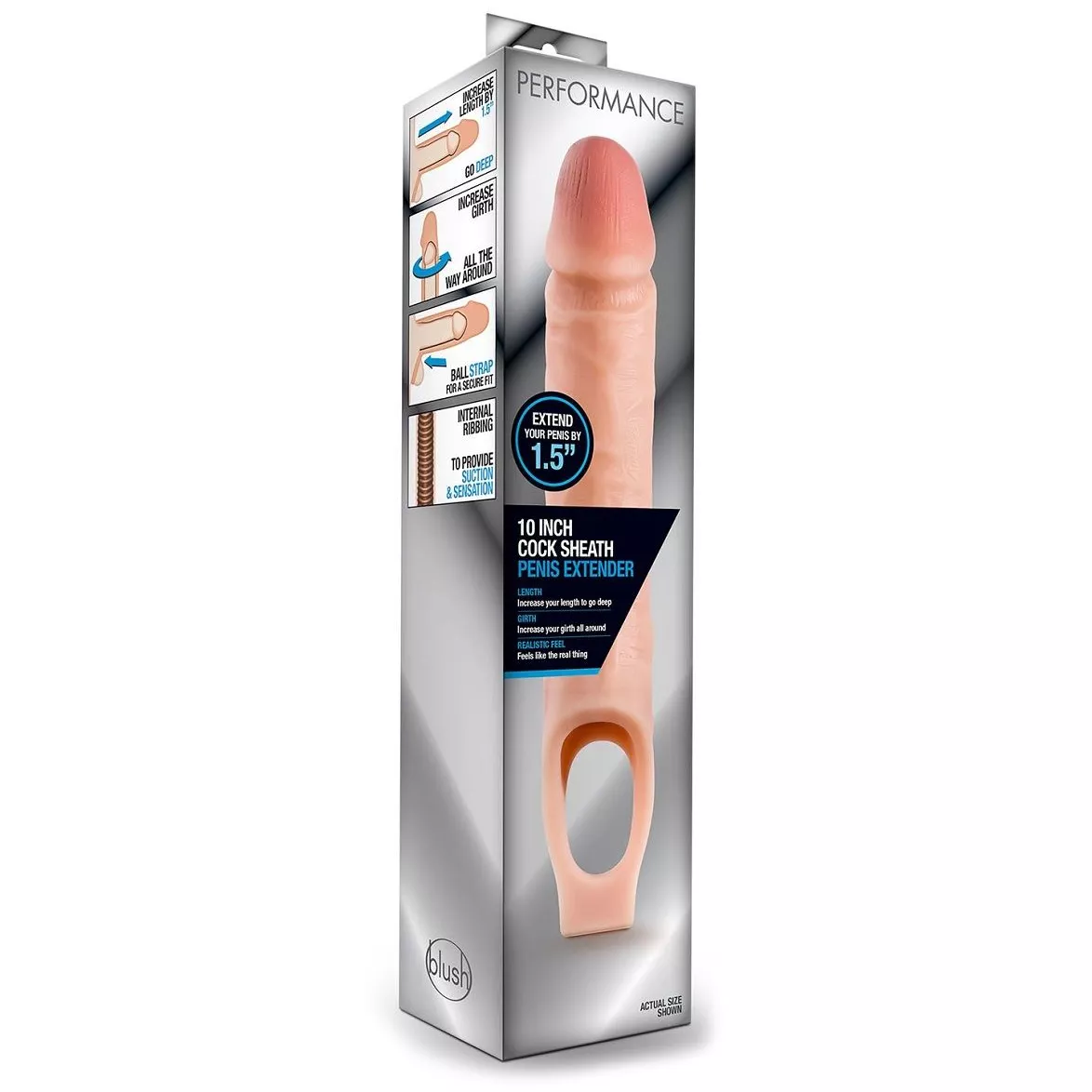 ТЕЛЕСНАЯ НАСАДКА НА ПЕНИС 10 INCH COCK SHEATH EXTENDER 25 СМ. Вид 2.