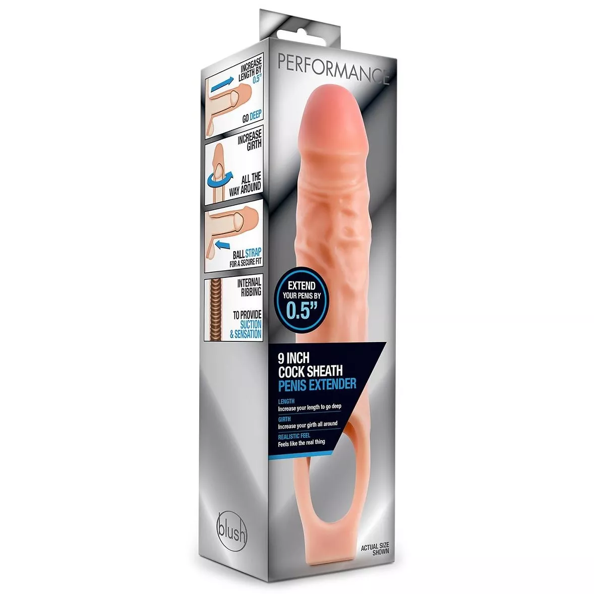 ТЕЛЕСНАЯ НАСАДКА НА ПЕНИС 9 INCH COCK SHEATH EXTENDER 22,2 СМ. Вид 2.