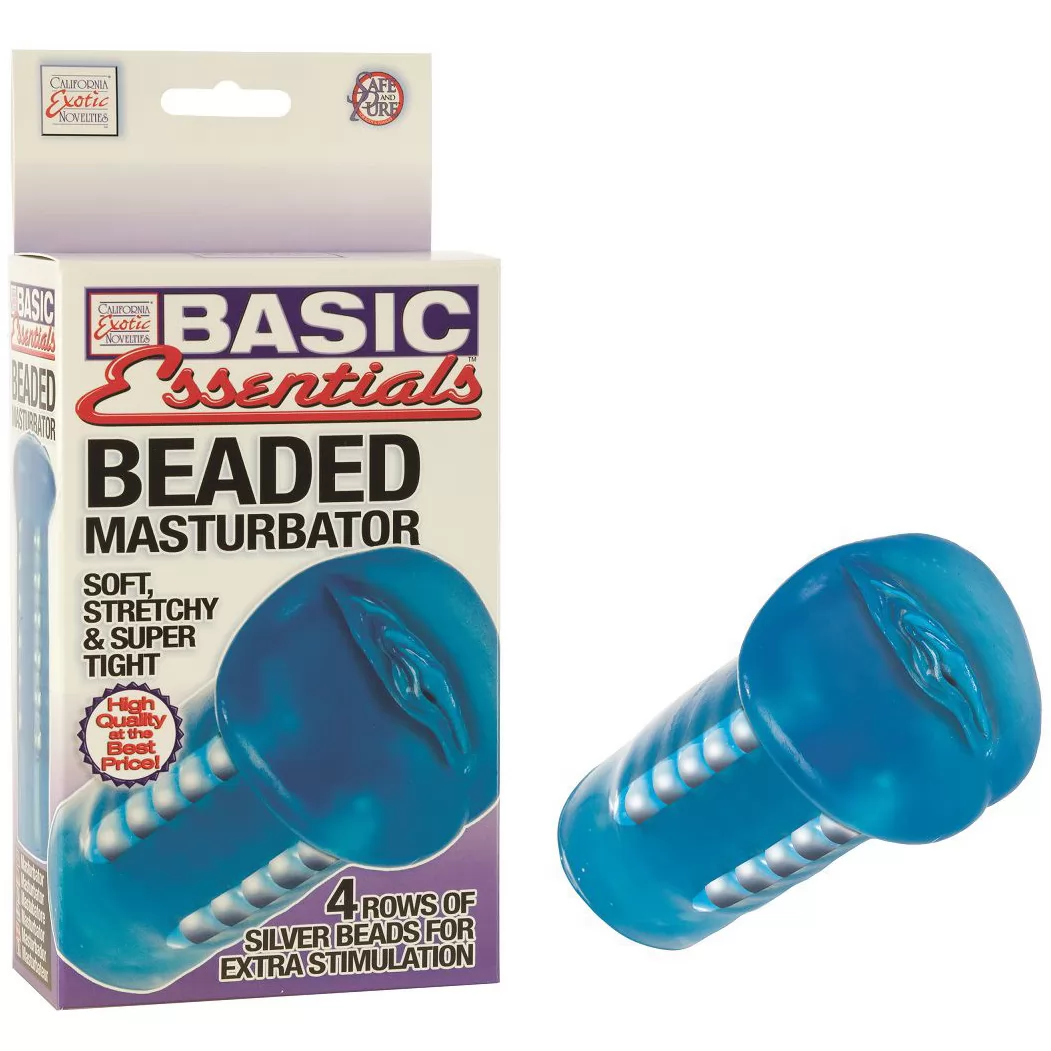 СИНИЙ МАСТУРБАТОР ВАГИНА  BASIC BEADED. Вид 2.