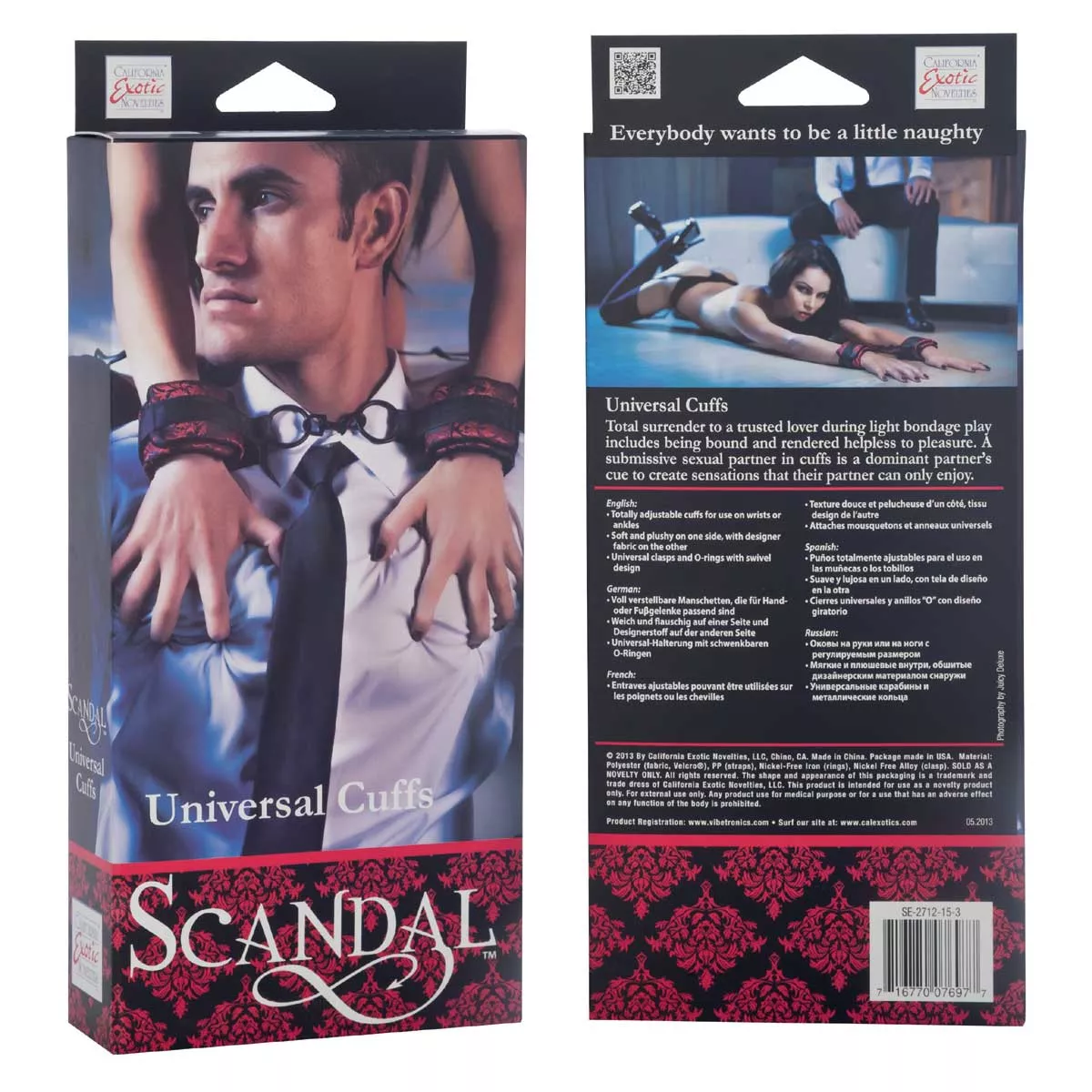 АТЛАСНЫЕ НАРУЧНИКИ SCANDAL UNIVERSAL CUFFS С ЦЕПЬЮ. Вид 2.