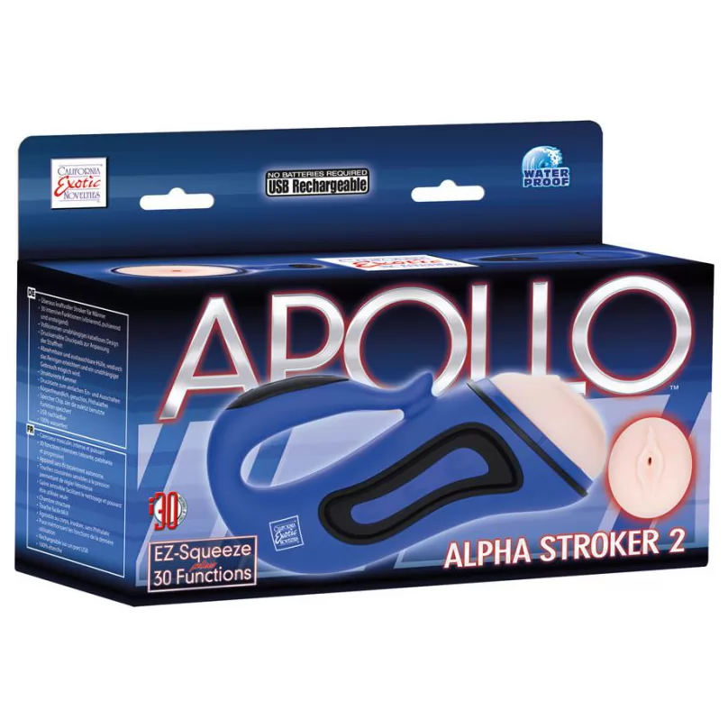 СИНИЙ МАСТУРБАТОР  С ВИБРАЦИЕЙ APOLLO ALPHA STROKER 2. Вид 5.