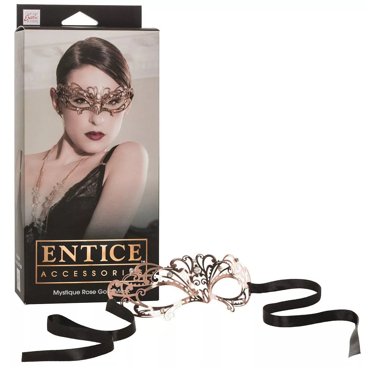 ЗОЛОТИСТАЯ МАСКА С ИМИТАЦИЕЙ КРИСТАЛЛОВ ENTICE MYSTIQUE MASK. Вид 2.