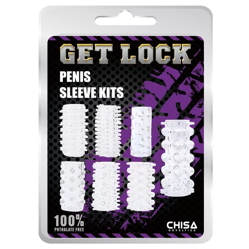 НАБОР ИЗ 7 ПРОЗРАЧНЫХ НАСАДОК НА ПЕНИС GET LOCK. Вид 1.