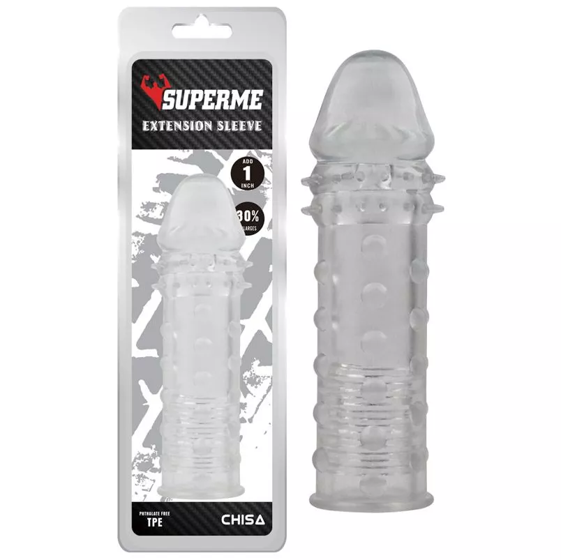 ПРОЗРАЧНАЯ НАСАДКА НА ПЕНИС EXTRA TEXTURE SLEEVE 16,2 СМ (ПЛЮС 4 СМ). Вид 2.