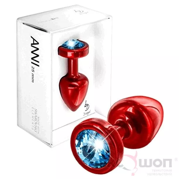 МАЛЕНЬКАЯ АНАЛЬНАЯ ПРОБКА С ГОЛУБЫМ СТРАЗОМ ANNI ROUND RED Т1 BLUE. Вид 2.