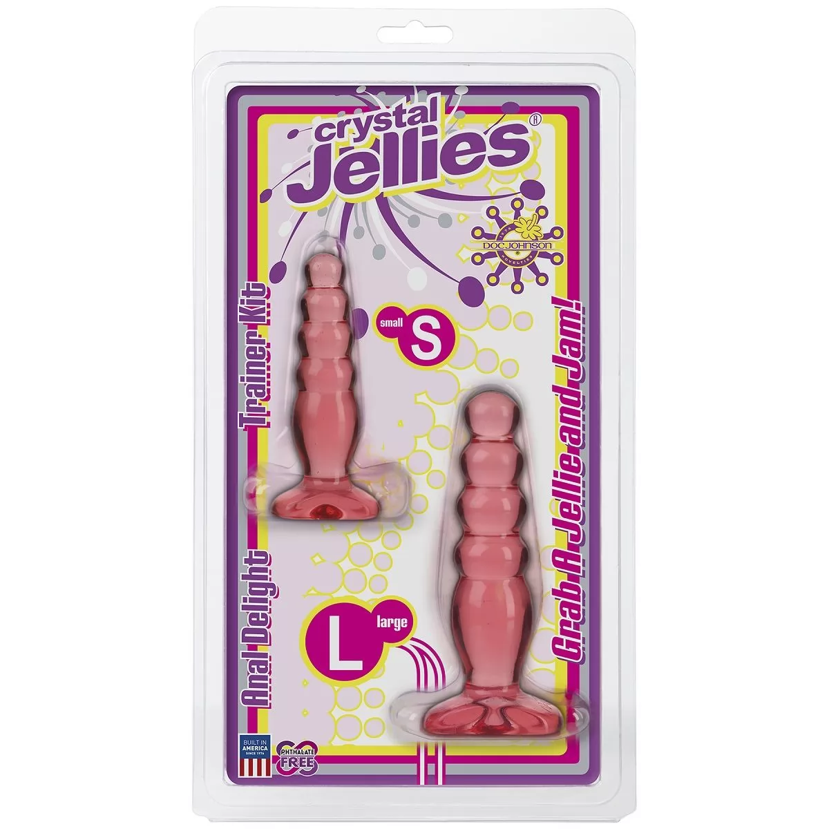 НАБОР ИЗ ДВУХ РОЗОВЫХ АНАЛЬНЫХ ВТУЛОК CRYSTAL JELLIES ANAL TRAINER KIT. Вид 2.