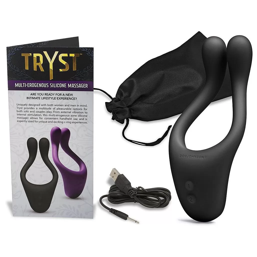 ЧЁРНЫЙ ВИБРАТОР ДЛЯ ПАР TRYST MULTI EROGENOUS ZONE MASSAGER. Вид 4.