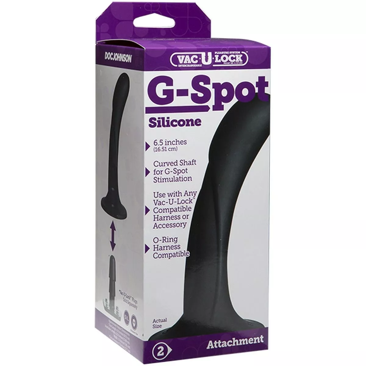ЧЕРНАЯ ИЗОГНУТАЯ НАСАДКА VAC-U-LOCK G-SPOT 16,5 СМ. Вид 2.