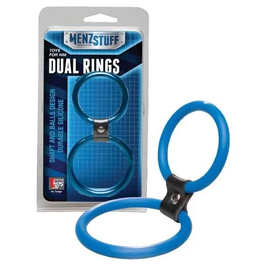 ДВОЙНОЕ ЭРЕКЦИОННОЕ КОЛЬЦО DUAL RINGS BLUE (СИНЕЕ). Вид 1.