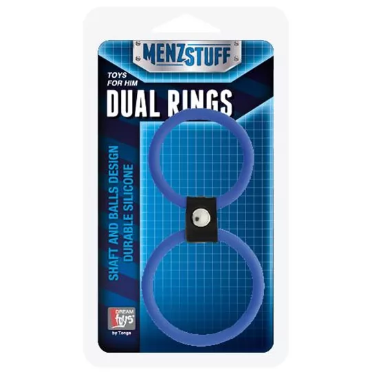 ДВОЙНОЕ ЭРЕКЦИОННОЕ КОЛЬЦО DUAL RINGS BLUE (СИНЕЕ). Вид 3.