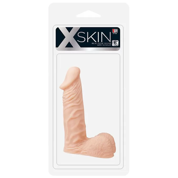 ТЕЛЕСНЫЙ ФАЛЛОИМИТАТОР С ПЫШНОЙ МОШОНКОЙ XSKIN 6 PVC DONG. Вид 2.