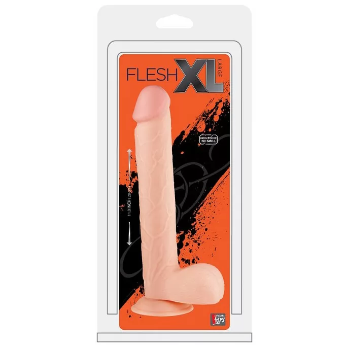 БОЛЬШОЙ РЕАЛИСТИЧНЫЙ ФАЛЛОИМИТАТОР С МОШОНКОЙ FLESHXL (28 СМ). Вид 3.