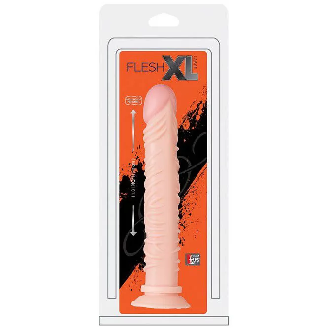 ФАЛЛОИМИТАТОР С РЁБРЫШКАМИ И ПРИСОСКОЙ FLESHXL (28 СМ). Вид 2.