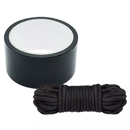 КОМПЛЕКТ ДЛЯ СВЯЗЫВАНИЯ BONDX BONDAGE RIBBON  LOVE ROPE BLACK. Вид 1.