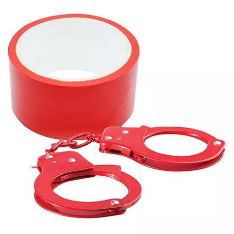 НАБОР ДЛЯ ФИКСАЦИИ BONDX METAL CUFFS AND RIBBON (КРАСНЫЙ). Вид 1.