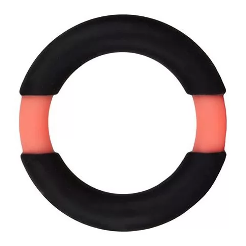 ЧЁРНОЕ ЭРЕКЦИОННОЕ КОЛЬЦО NEON STIMU RING 32MM BLACK/ORANGE. Вид 1.