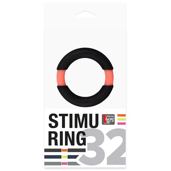 ЧЁРНОЕ ЭРЕКЦИОННОЕ КОЛЬЦО NEON STIMU RING 32MM BLACK/ORANGE. Вид 2.