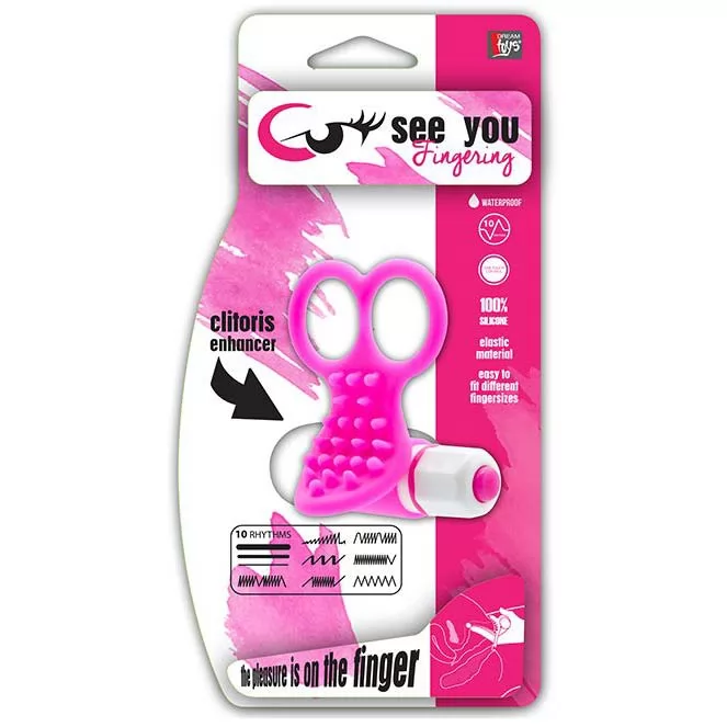 МИНИ-ВИБРАТОР С ПЕТЛЯМИ ДЛЯ ПАЛЬЦЕВ SEE YOU FINGERING PINK. Вид 3.