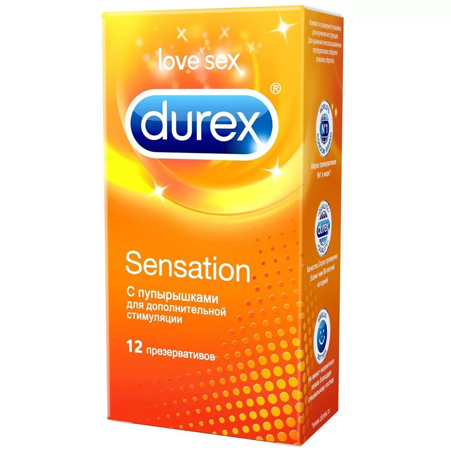 ПРЕЗЕРВАТИВЫ С ТОЧЕЧНОЙ СТРУКТУРОЙ DUREX SENSATION (12 ШТ.). Вид 1.