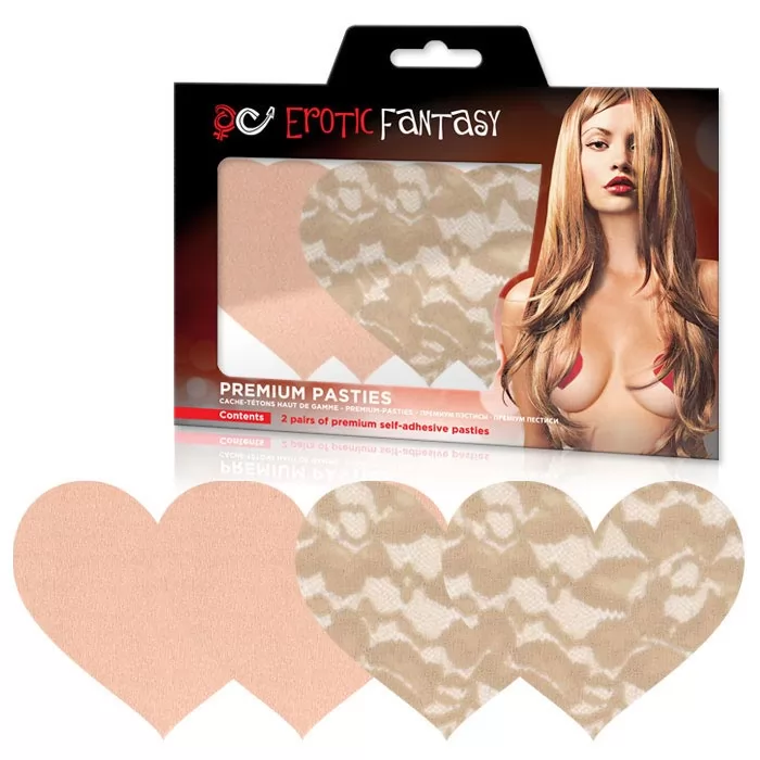 НАБОР ИЗ ТЕЛЕСНЫХ ПЭСТИСОВ-СЕРДЕЦ NUDE AMBITION. Вид 2.