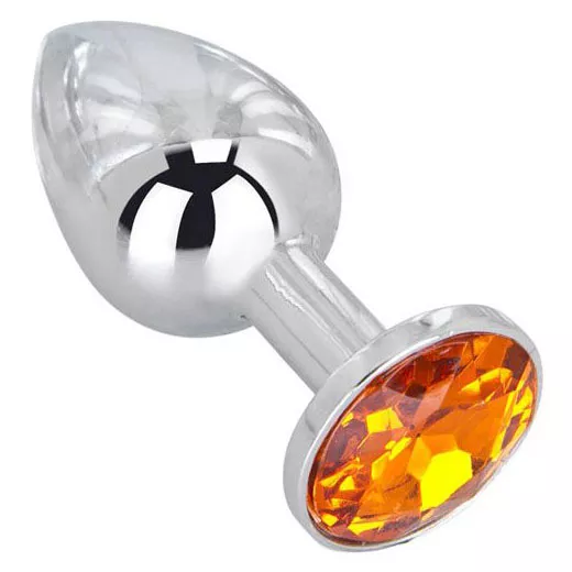 МИНИ-ПЛАГ ИЗ СТАЛИ С ОРАНЖЕВЫМ КРИСТАЛЛОМ JUICY ORANGE (6,5 СМ). Вид 1.