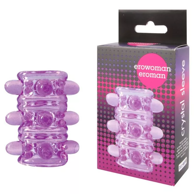 ОТКРЫТАЯ ФИОЛЕТОВАЯ НАСАДКА НА ПЕНИС CRYSTAL SLEEVE 5,5 СМ. Вид 1.