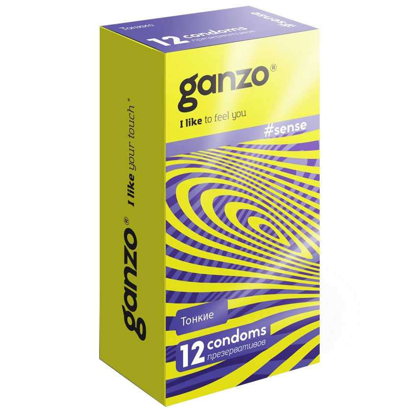 Тонкие кондомы для чувствительности Ganzo Sence (12 шт.). Вид 1.