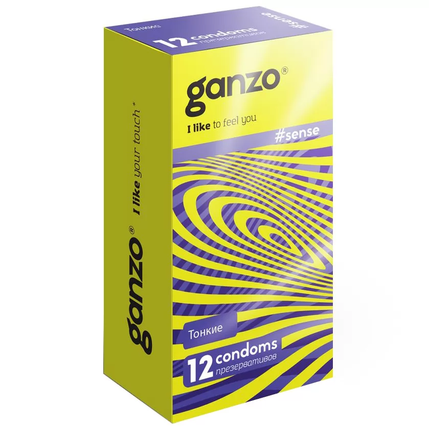 ТОНКИЕ КОНДОМЫ ДЛЯ ЧУВСТВИТЕЛЬНОСТИ GANZO SENCE (12 ШТ.). Вид 1.