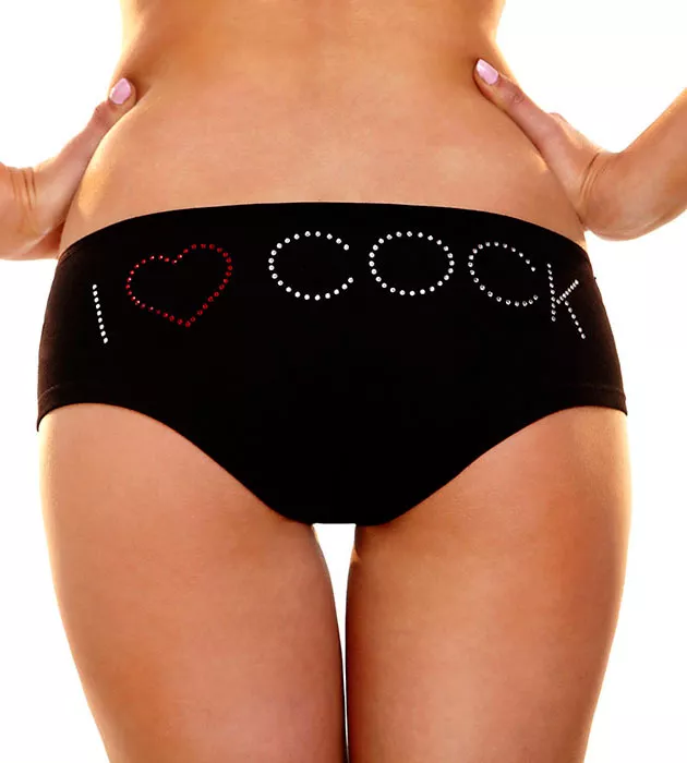 ТРУСИКИ-СЛИП С НАДПИСЬЮ I LOVE COCK (S-M). Вид 1.