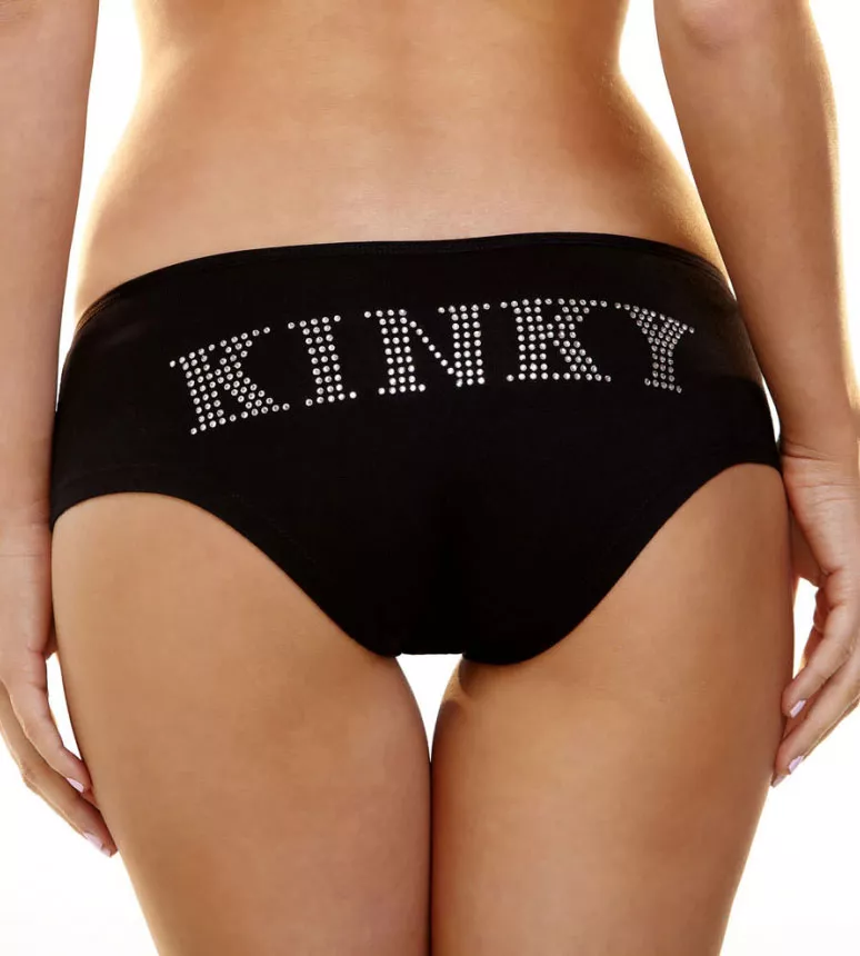 ТРУСИКИ-СЛИП С НАДПИСЬЮ СТРАЗАМИ KINKY (S-M). Вид 1.