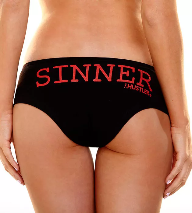 ЖЕНСКИЕ ТРУСИКИ HUSTLER С НАДПИСЬЮ SINNER (M-L). Вид 1.