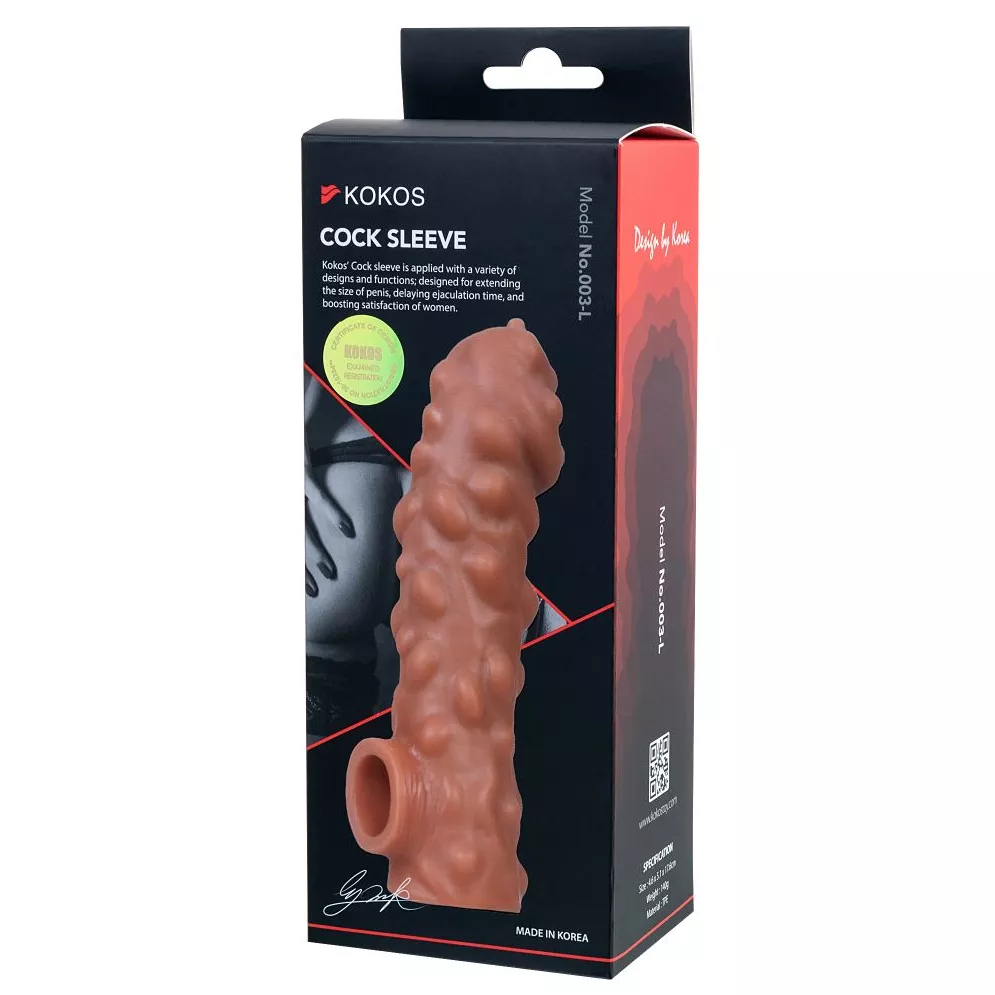 НАСАДКА НА ФАЛЛОС С КРУПНЫМИ БУГОРКАМИ COCK SLEEVE 003 SIZE L 17,6 СМ. Вид 9.