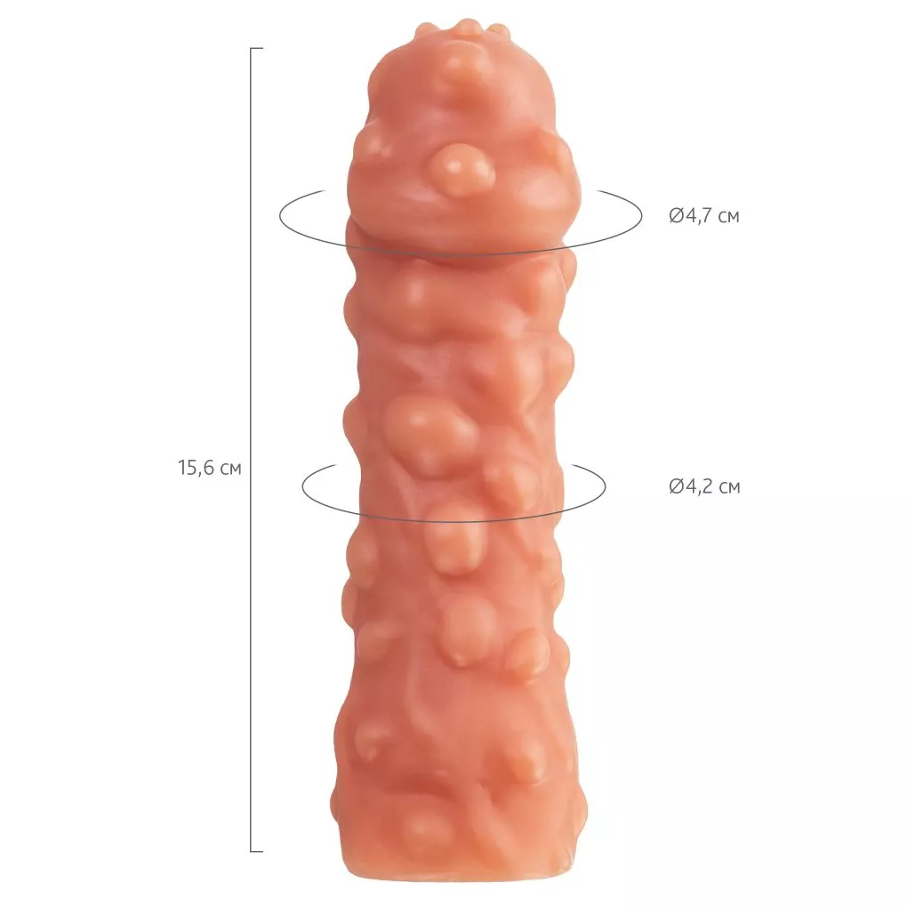 НАСАДКА НА ФАЛЛОС С КРУПНЫМИ БУГОРКАМИ COCK SLEEVE 003 SIZE M 15,6 СМ. Вид 6.