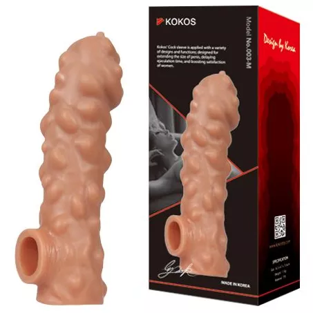 НАСАДКА НА ФАЛЛОС С КРУПНЫМИ БУГОРКАМИ COCK SLEEVE 003 SIZE M 15,6 СМ. Вид 8.