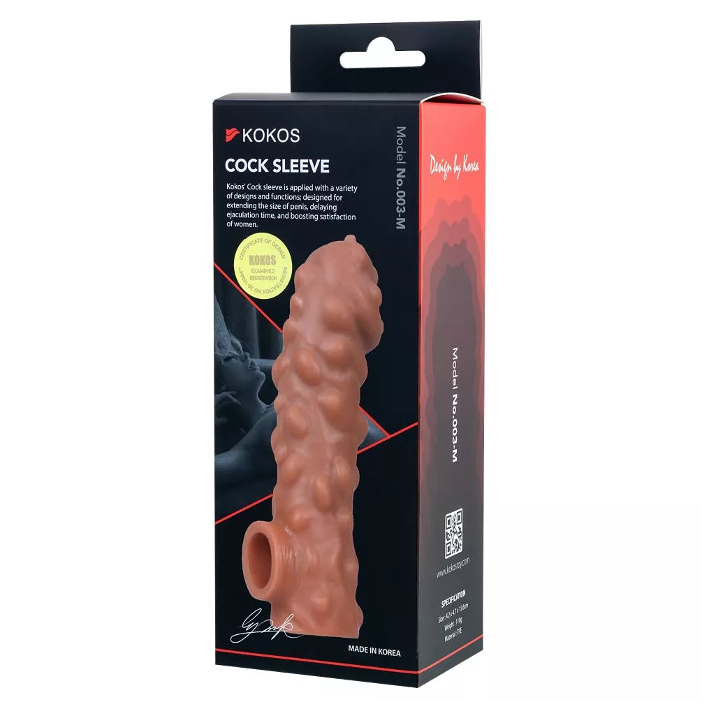 НАСАДКА НА ФАЛЛОС С КРУПНЫМИ БУГОРКАМИ COCK SLEEVE 003 SIZE M 15,6 СМ. Вид 9.