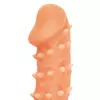ТЕЛЕСНАЯ ЗАКРЫТАЯ НАСАДКА С ПУПЫРЫШКАМИ COCK SLEEVE 005 SIZE L 17,6 СМ. Вид 7.