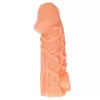 ТЕЛЕСНАЯ ЗАКРЫТАЯ НАСАДКА С ВЕНКАМИ COCK SLEEVE 006 SIZE S 13,8 СМ. Вид 1.
