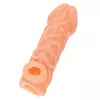 ТЕЛЕСНАЯ ЗАКРЫТАЯ НАСАДКА С ВЕНКАМИ COCK SLEEVE 006 SIZE S 13,8 СМ. Вид 2.