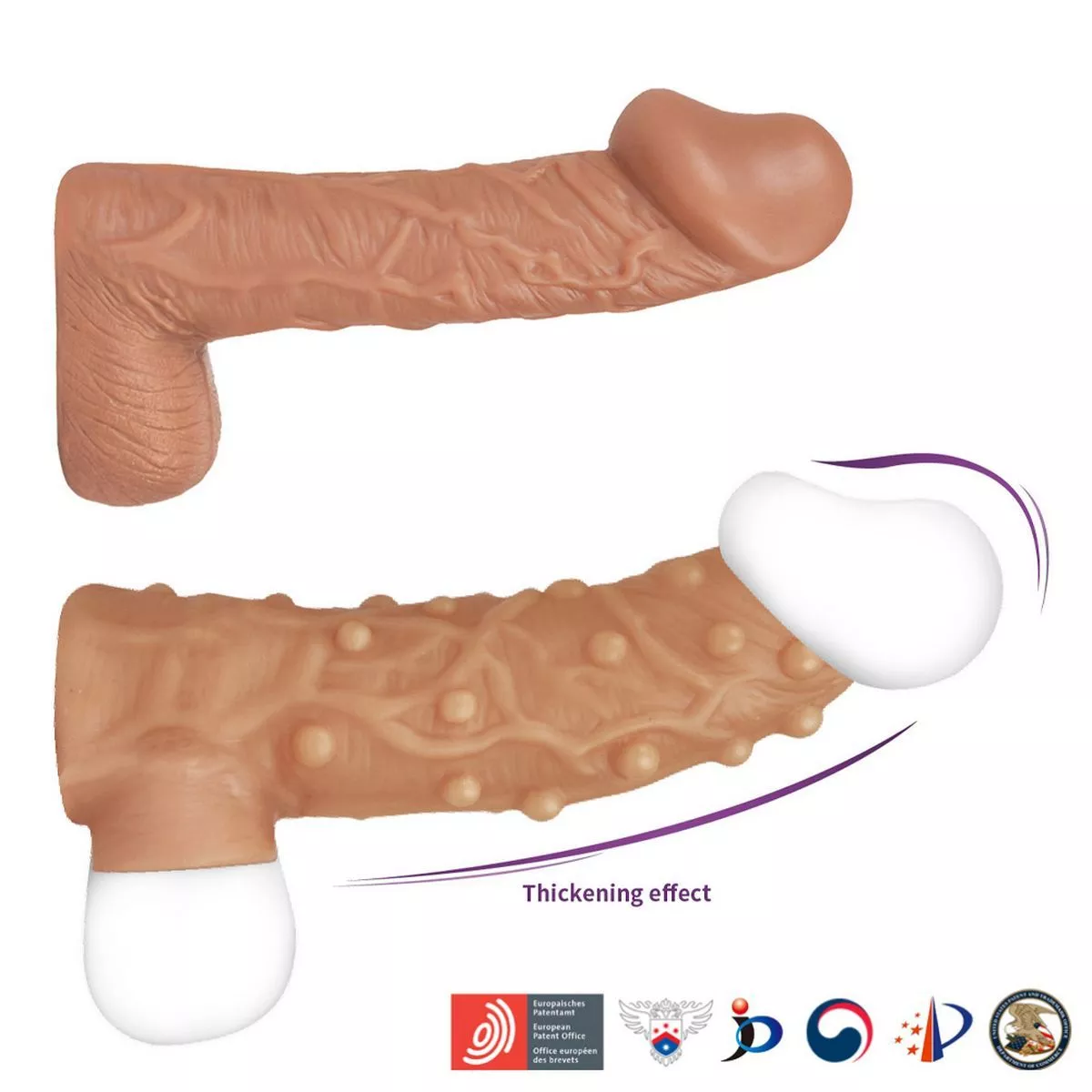 НАСАДКА С РЕЛЬЕФОМ И ОТКРЫТОЙ ГОЛОВКОЙ NUDE SLEEVE L 14 СМ. Вид 2.