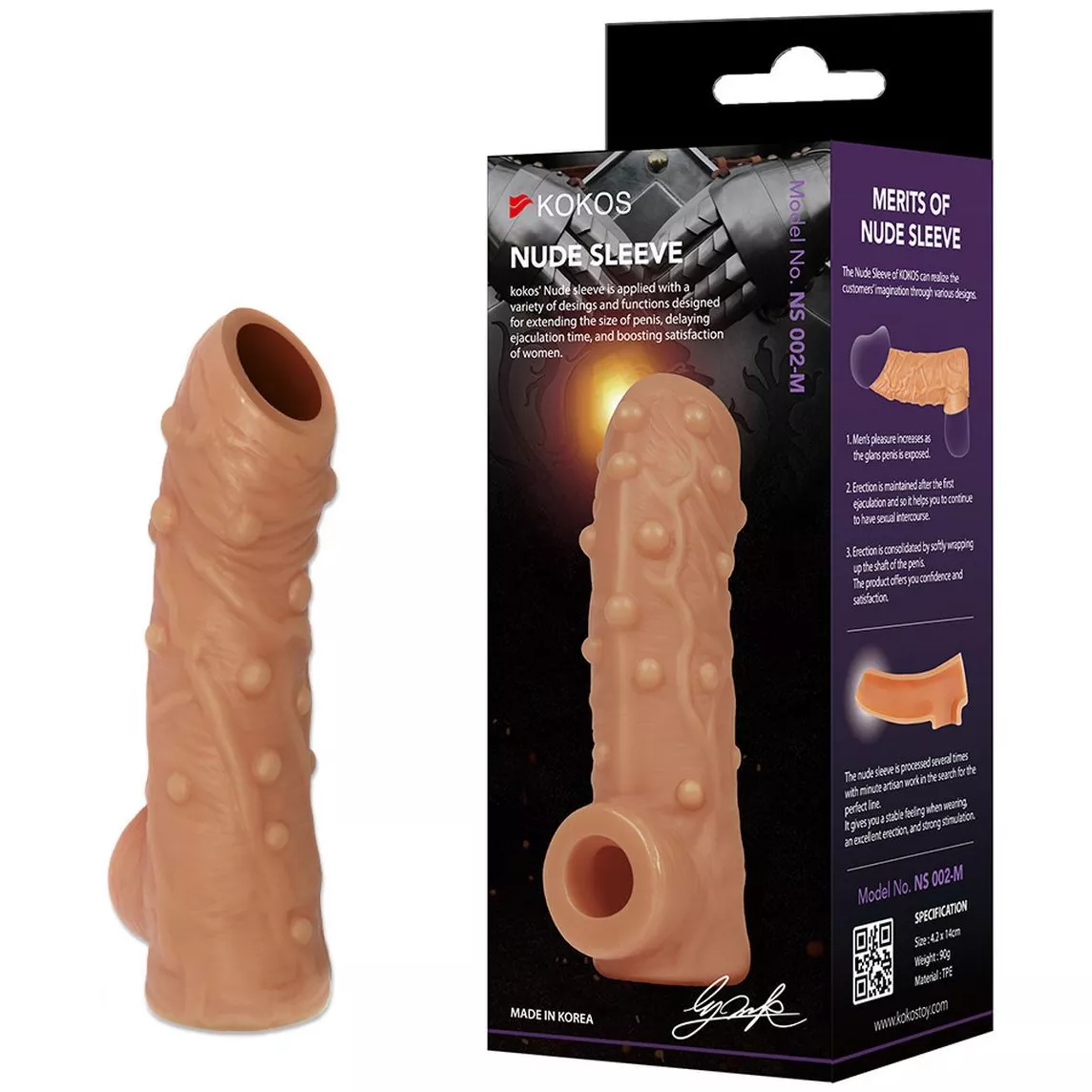 НАСАДКА С РЕЛЬЕФОМ И ОТКРЫТОЙ ГОЛОВКОЙ NUDE SLEEVE L 14 СМ. Вид 4.