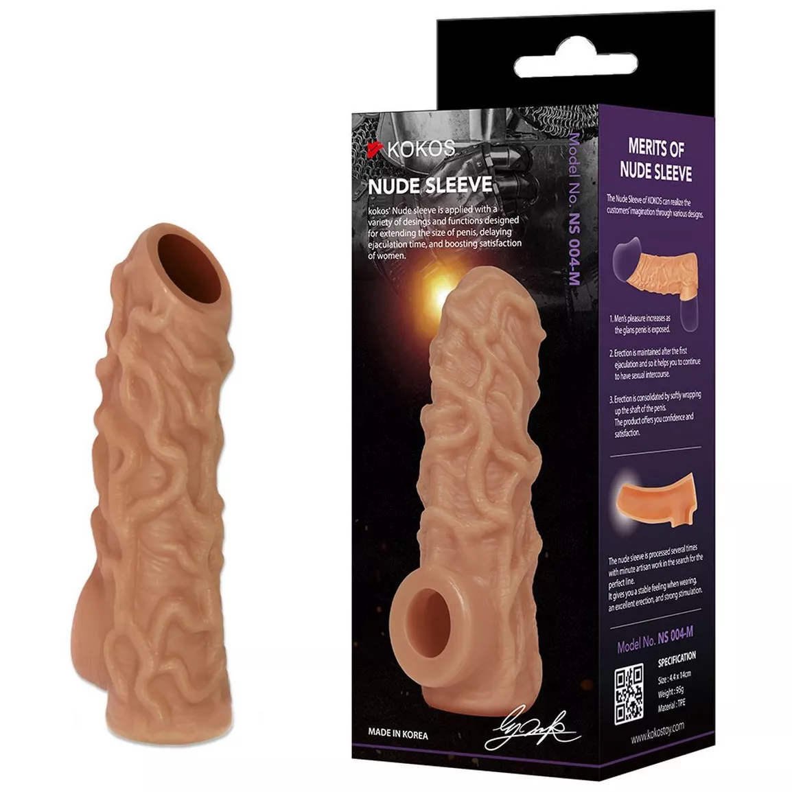 НАСАДКА С ВЕНКАМИ И ОТКРЫТОЙ ГОЛОВКОЙ NUDE SLEEVE L 14 СМ. Вид 2.